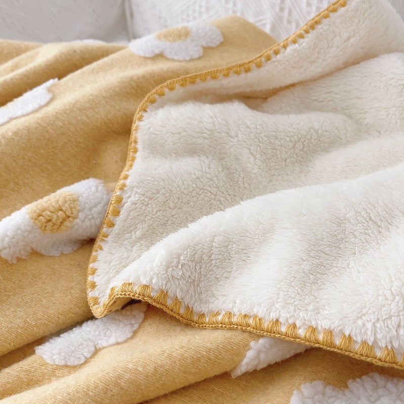Unisex Cozy Cotton Blanket with Playful Flower Pattern