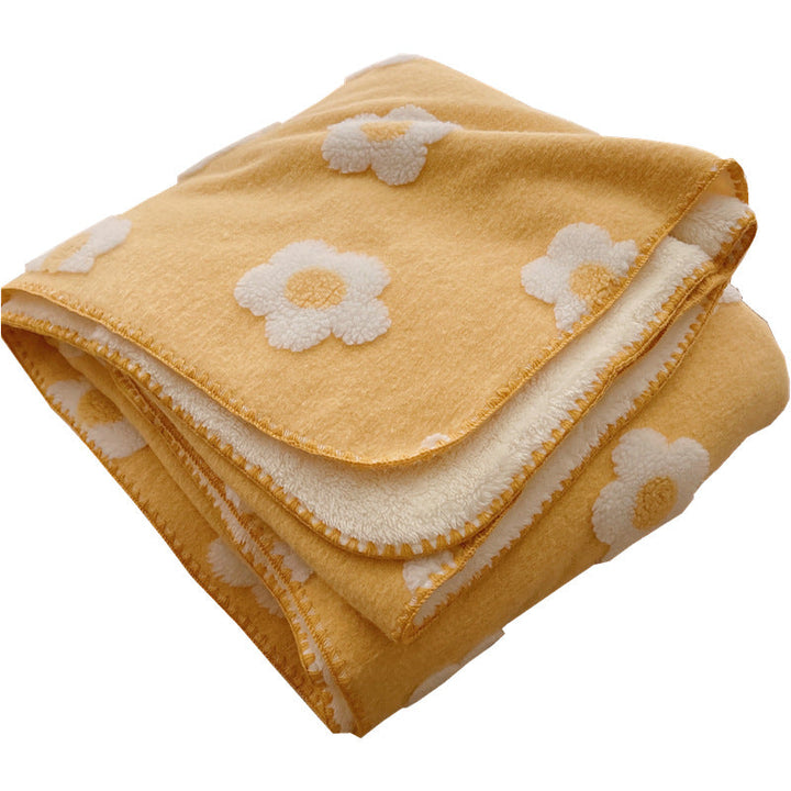 Unisex Cozy Cotton Blanket with Playful Flower Pattern