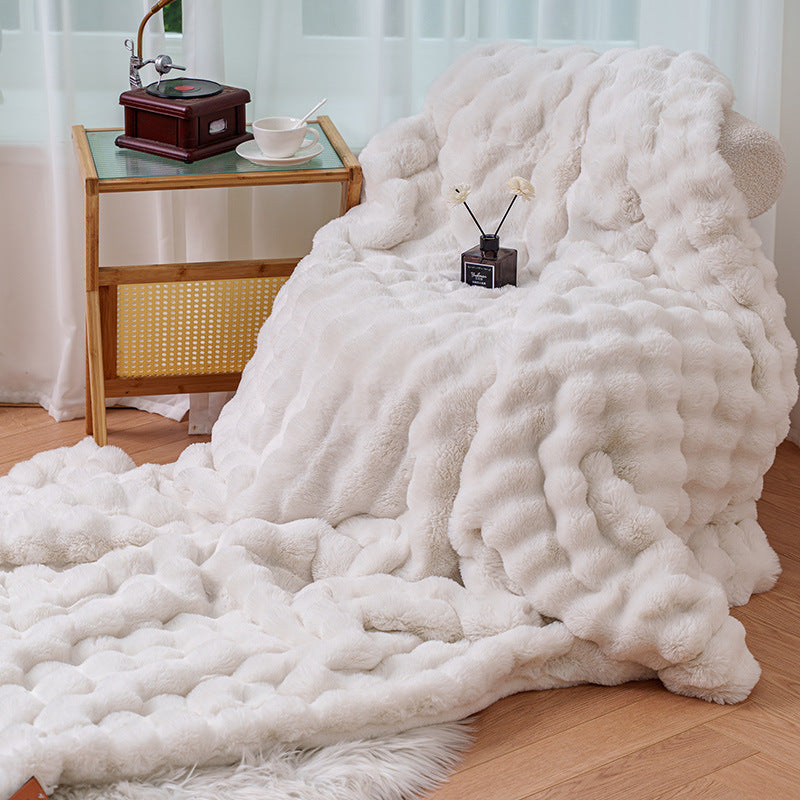 Women cozy and luxurious blanket
