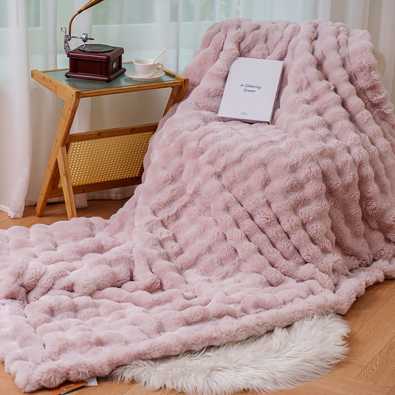 Women cozy and luxurious blanket