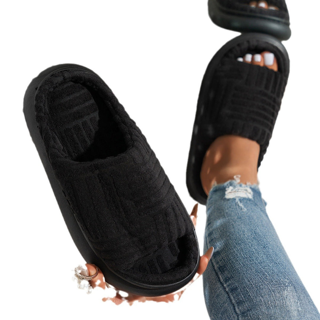 Fluffy Slippers with Padded Insole and Non-Slip Rubber Sole