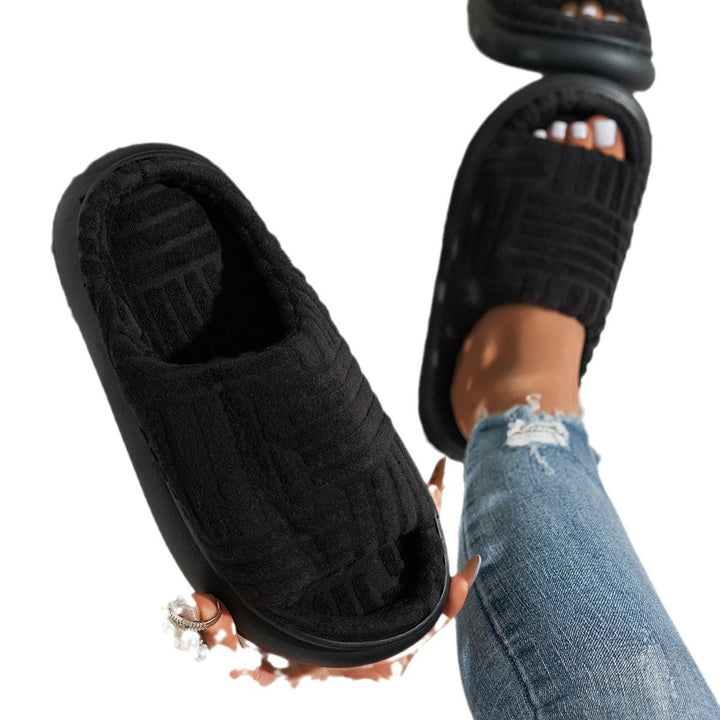 Fluffy Slippers with Padded Insole and Non-Slip Rubber Sole