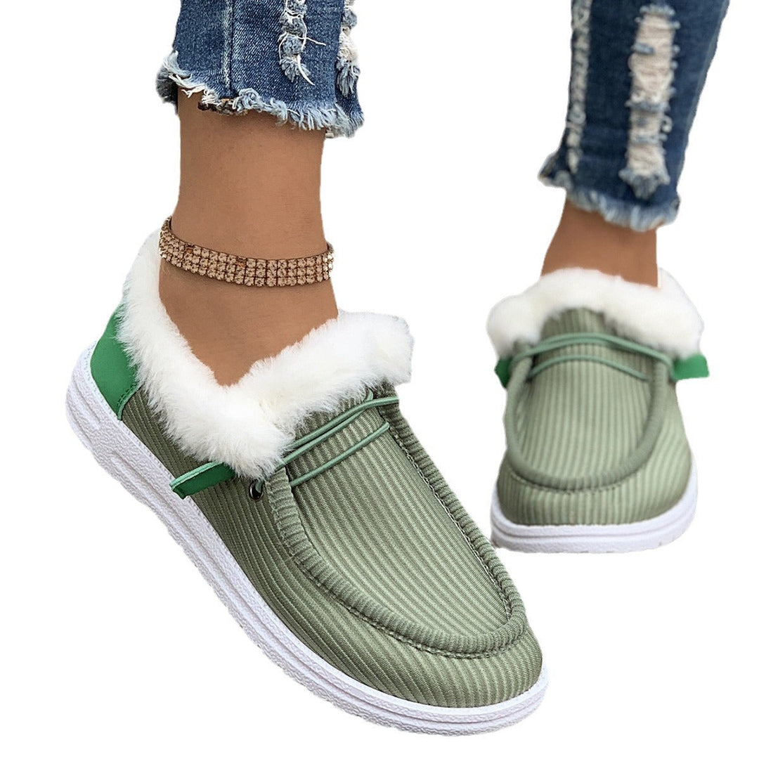 Fluffy Slip-On Slippers with Soft Warm Lining and Grip Sole