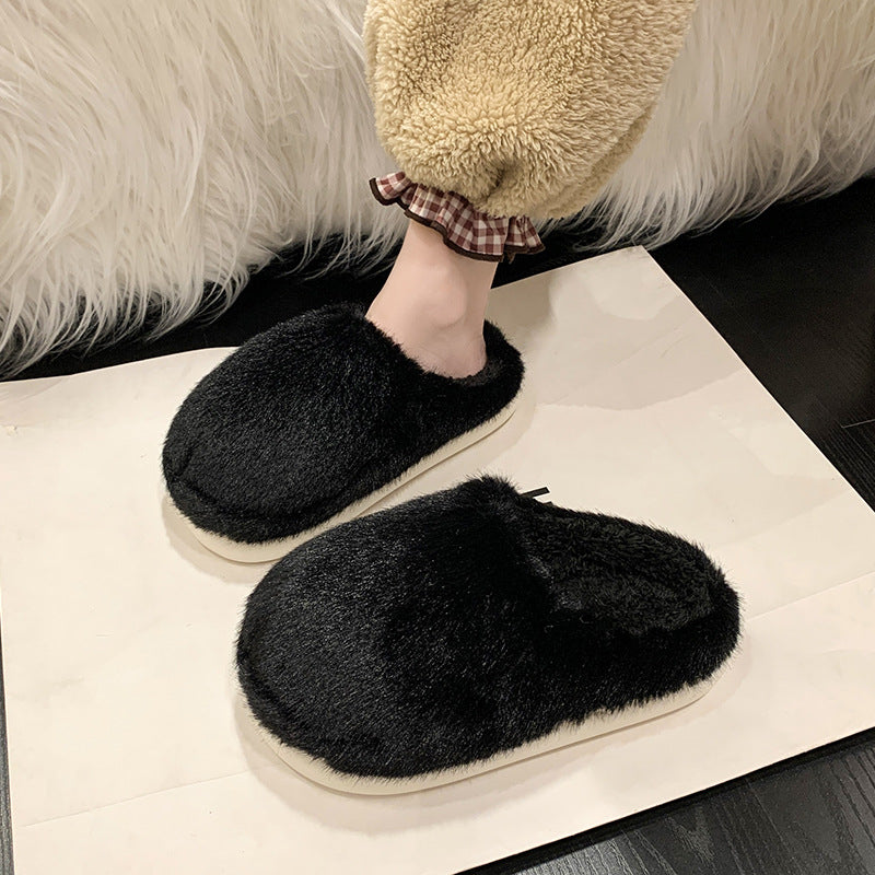 Faux Fur Fluffy Slippers with Cushioned Insole and Grip Sole