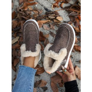 Cozy Fluffy-Lined Slippers with Non-Slip Rubber Sole