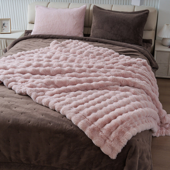 Women cozy and luxurious blanket