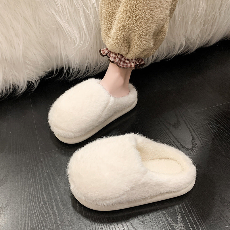 Faux Fur Fluffy Slippers with Cushioned Insole and Grip Sole