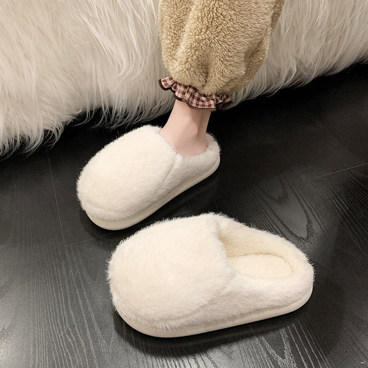 Faux Fur Fluffy Slippers with Cushioned Insole and Grip Sole