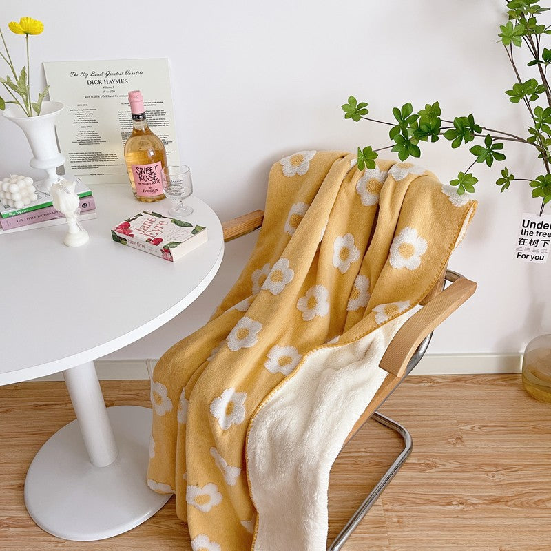 Unisex Cozy Cotton Blanket with Playful Flower Pattern