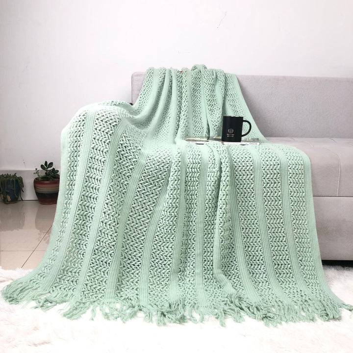 Handcrafted Textured Knit Throw Blanket