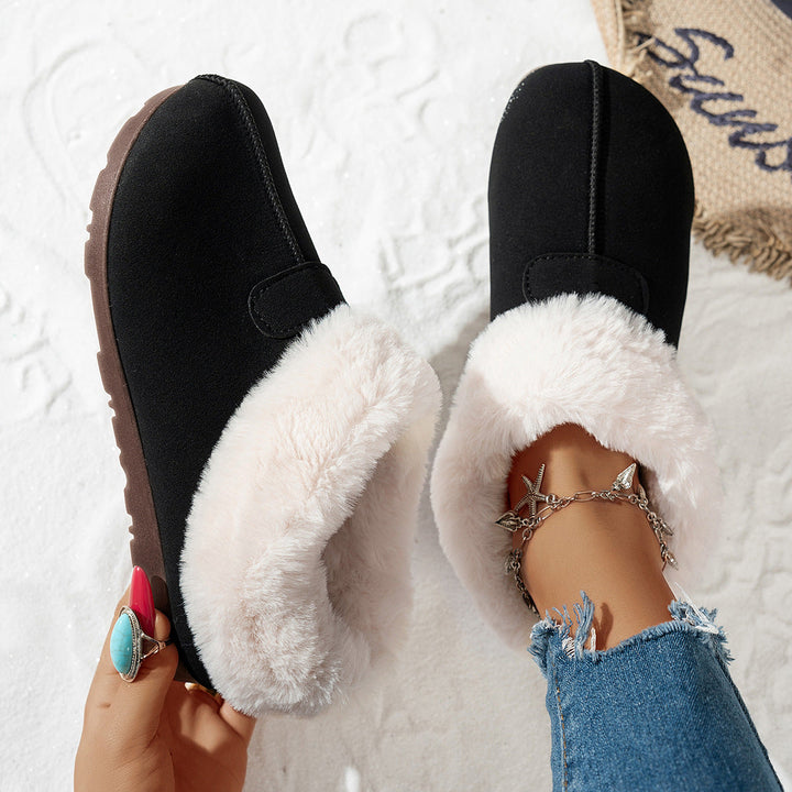 Fuzzy Plush-Lined Slippers with Flexible Non-Slip Sole