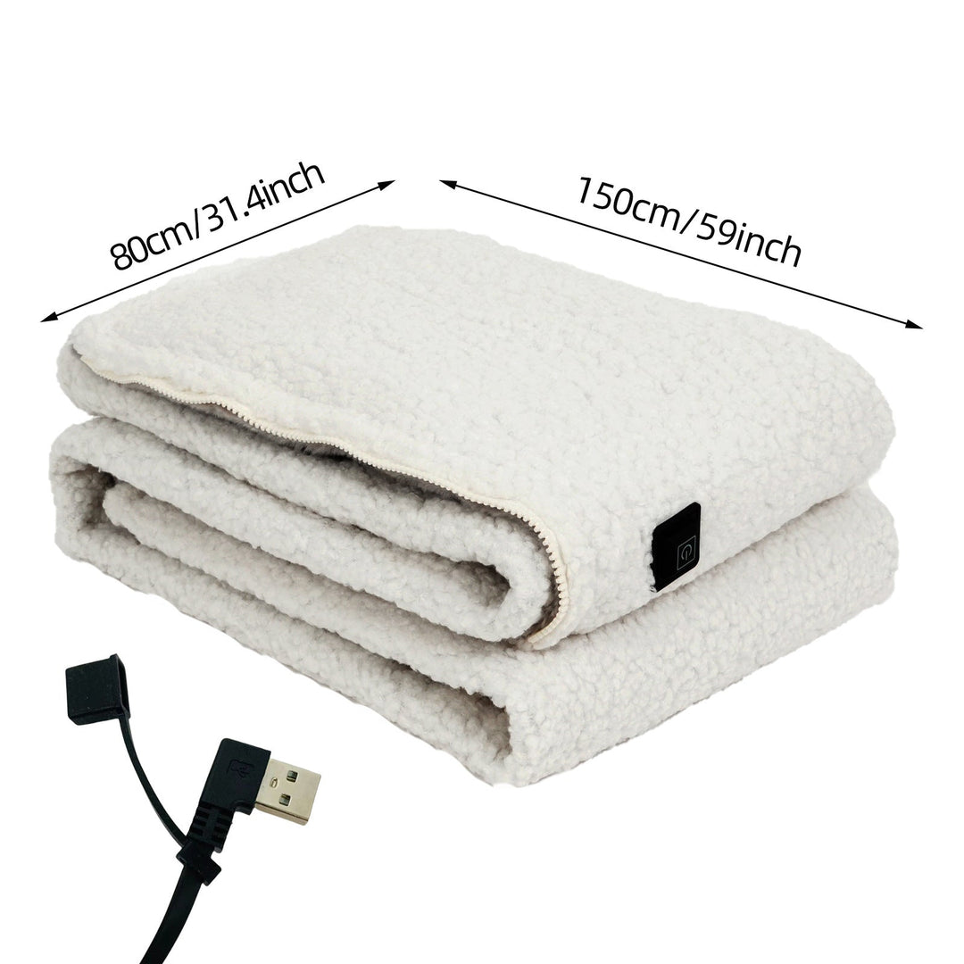 Heated Throw Blanket - USB Powered, 3-Speed Warmth, Sherpa Fleece
