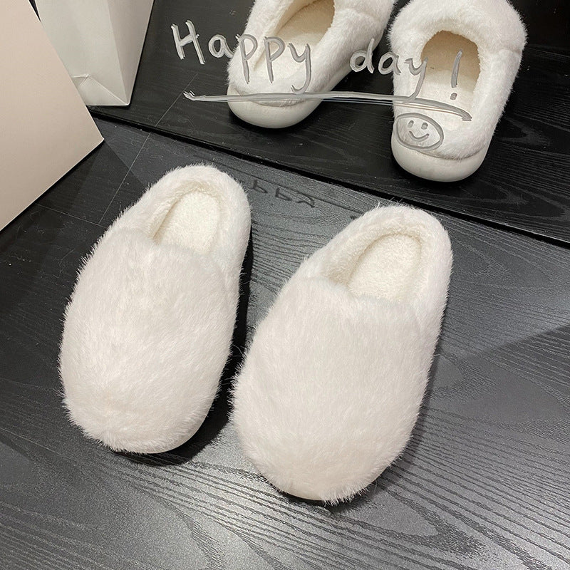 Faux Fur Fluffy Slippers with Cushioned Insole and Grip Sole