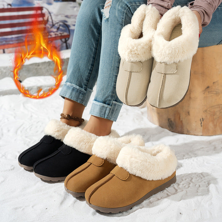 Fuzzy Plush-Lined Slippers with Flexible Non-Slip Sole