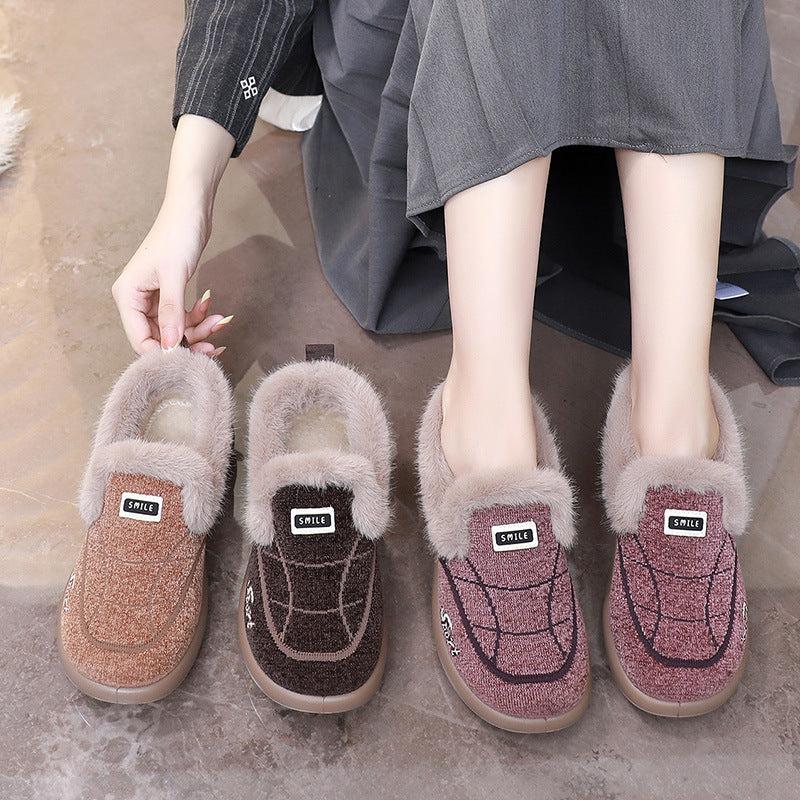 Fleece-Lined House Slippers with Breathable Textile Upper