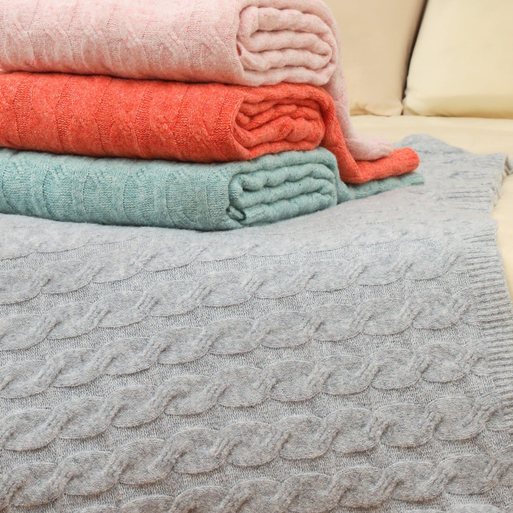 Luxurious cable knit throw blanket