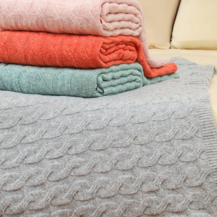 Luxurious cable knit throw blanket