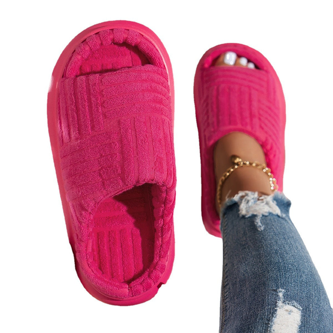 Fluffy Slippers with Padded Insole and Non-Slip Rubber Sole