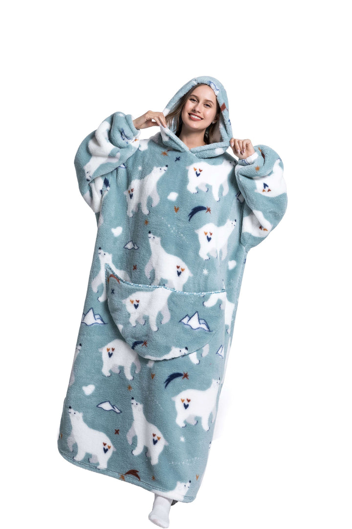 Fleece Hoodie Blanket with Hood in Fun Animal Prints