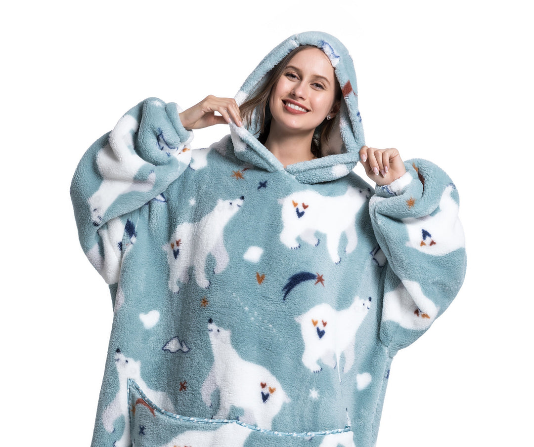 Fleece Hoodie Blanket with Hood in Fun Animal Prints