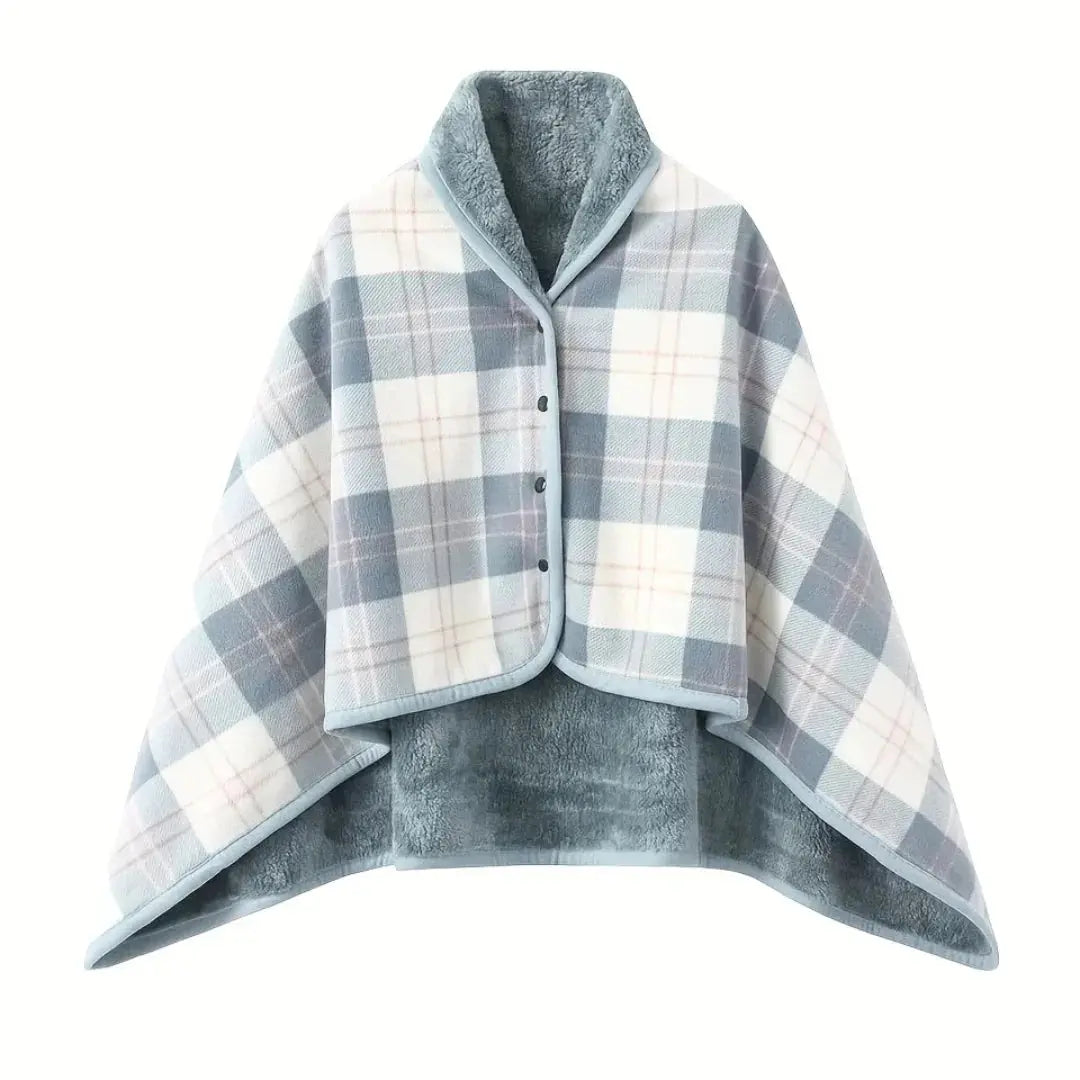 Wearable Plaid Blanket with Snaps – Poncho, Cape or Wrap