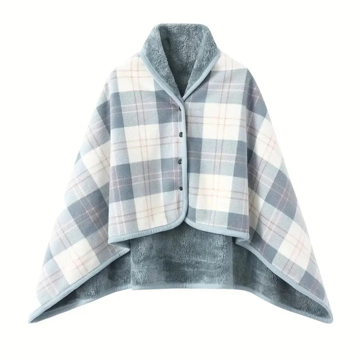 Wearable Plaid Blanket with Snaps – Poncho, Cape or Wrap