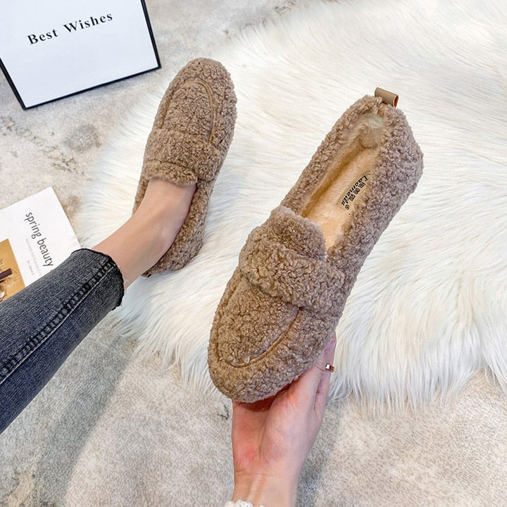 Plush Fluffy Slippers with Flexible Non-Slip Rubber Sole