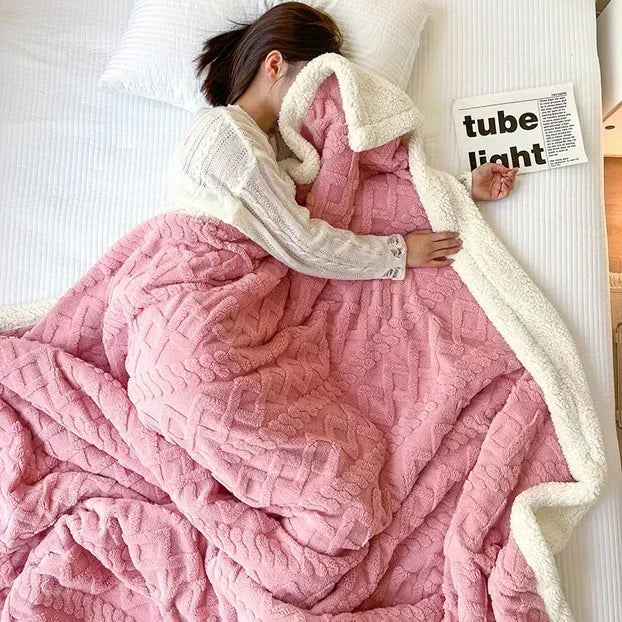 Reversible Sherpa Fleece Blanket, Warm but Lightweight