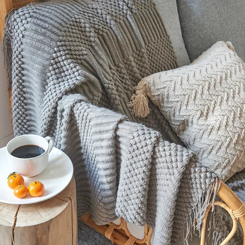 Nordic Style Thick Knitted Blanket