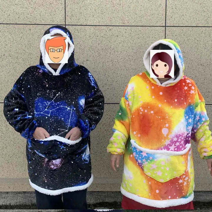 Oversized Fleece Blanket Hoodie with Hood and Big Pockets