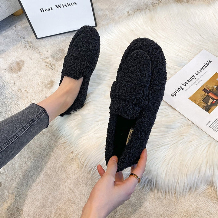 Plush Fluffy Slippers with Flexible Non-Slip Rubber Sole