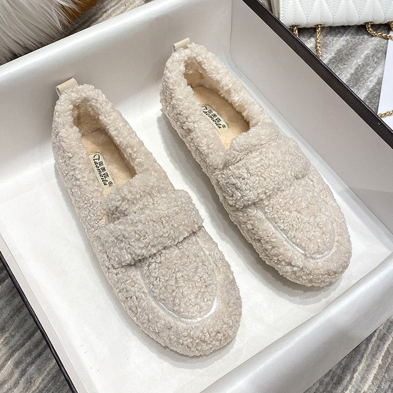 Plush Fluffy Slippers with Flexible Non-Slip Rubber Sole