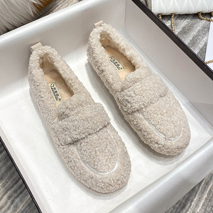 Plush Fluffy Slippers with Flexible Non-Slip Rubber Sole