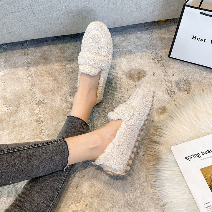 Plush Fluffy Slippers with Flexible Non-Slip Rubber Sole