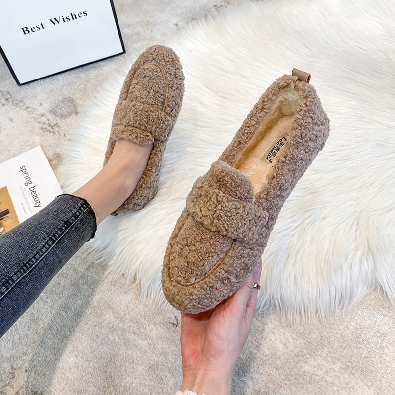 Plush Fluffy Slippers with Flexible Non-Slip Rubber Sole