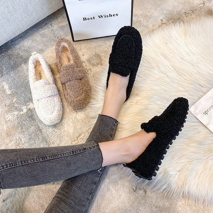 Plush Fluffy Slippers with Flexible Non-Slip Rubber Sole
