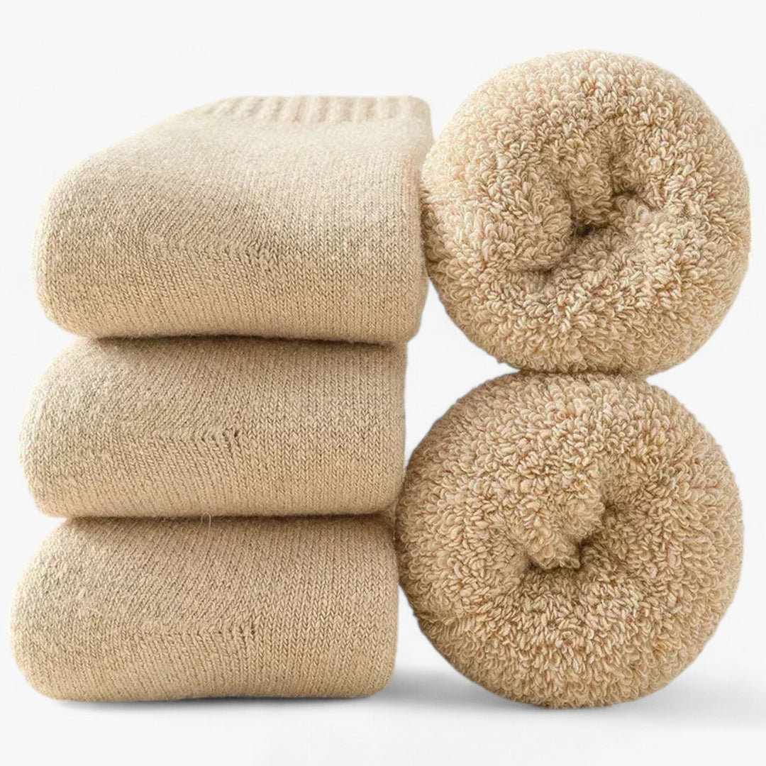 Plushley™ Thermal Wool &amp; Cashmere Socks, 3 Pairs – Fleece Loop Warmth