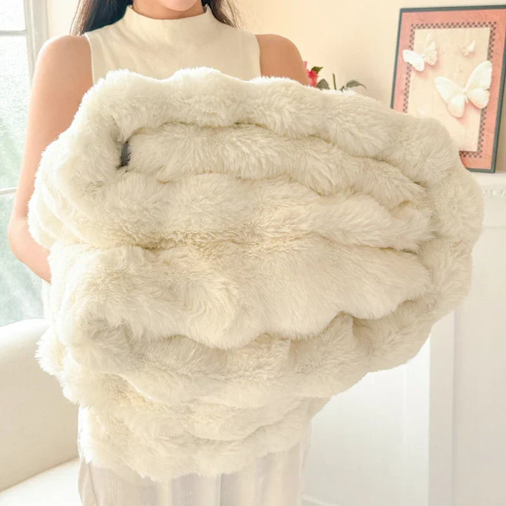 CosyLuxe Plush Blanket Double Layer Extra Thick Soft Rabbit Fur Imitation Easy Care