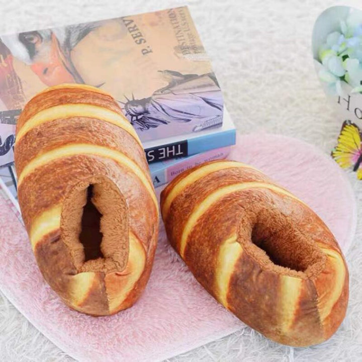 Toast Bread Winter Slippers with Fleece Lining and Ankle Cuff