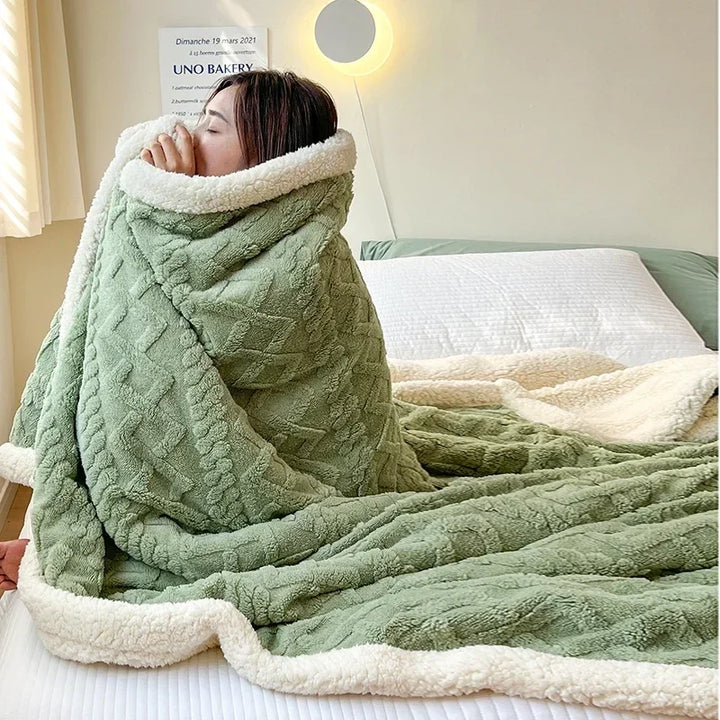 Reversible Sherpa Fleece Blanket, Warm but Lightweight