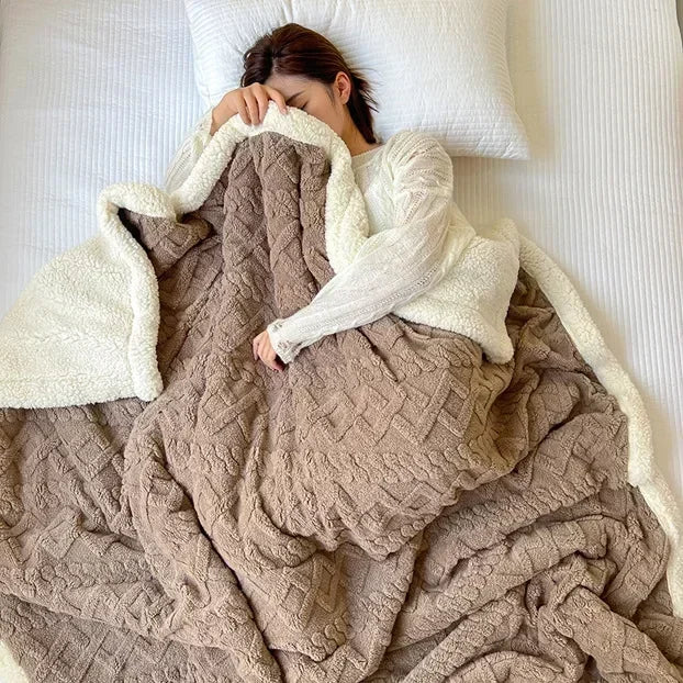 Reversible Sherpa Fleece Blanket, Warm but Lightweight