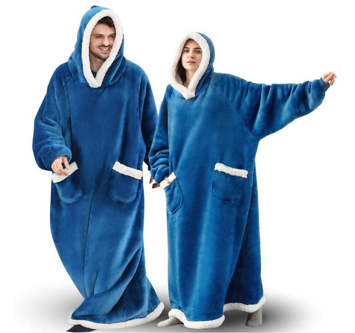 Extra-Long Hooded Snuggle Blanket with Sleeves – Unisex