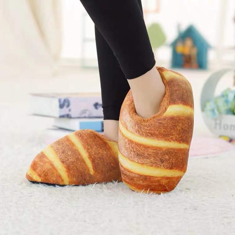 Toast Bread Winter Slippers with Fleece Lining and Ankle Cuff