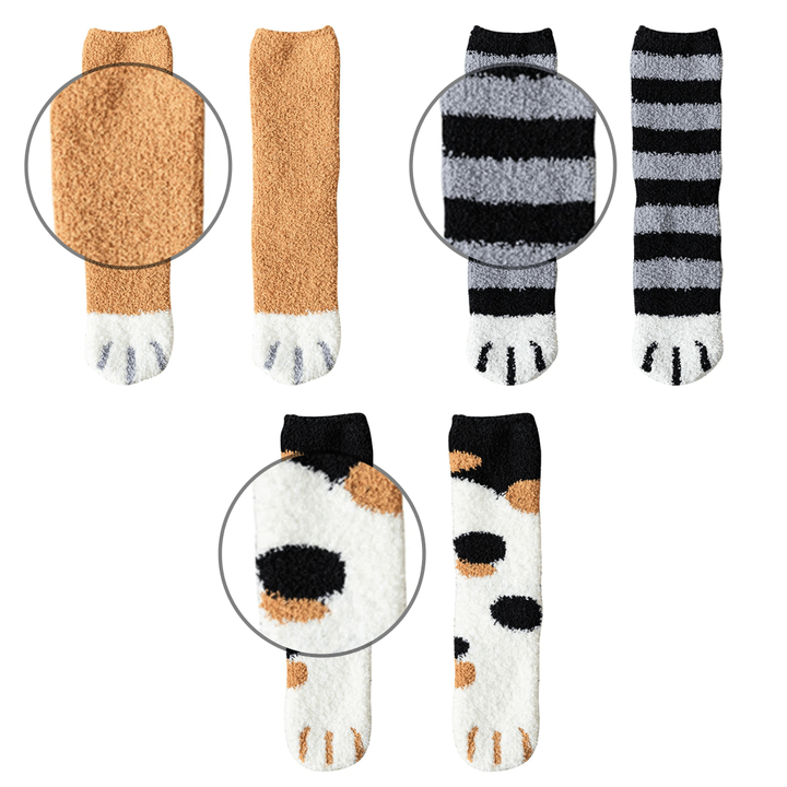 Cute Cat Paw Socks in Plush Coral Fleece – One Size Fits Most