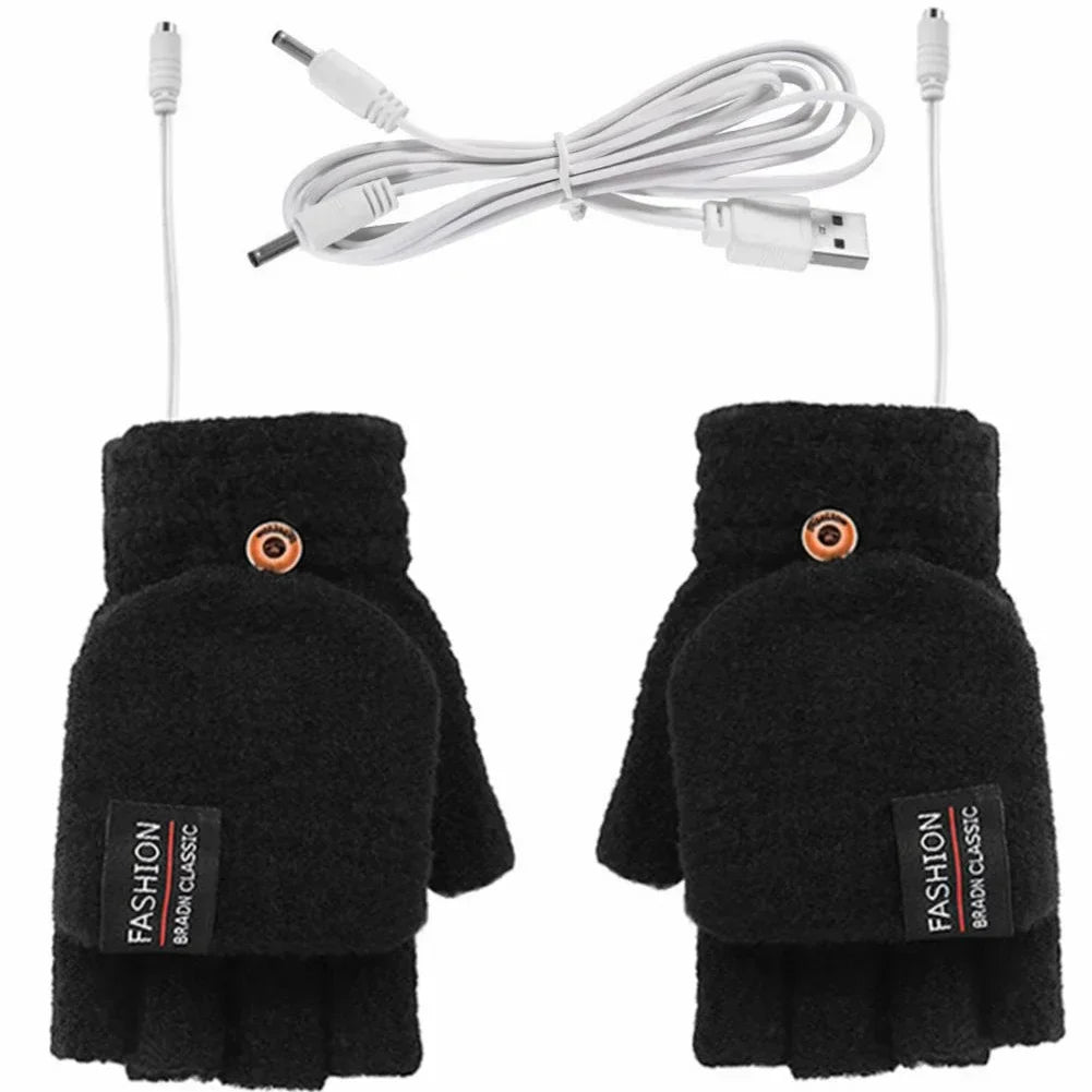 Plushley™ USB Rechargeable Heated Knit Gloves with 3 Heat Settings