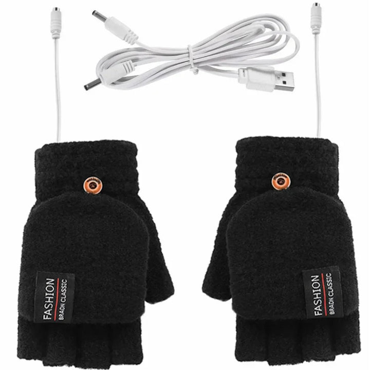 Plushley™ USB Rechargeable Heated Knit Gloves with 3 Heat Settings
