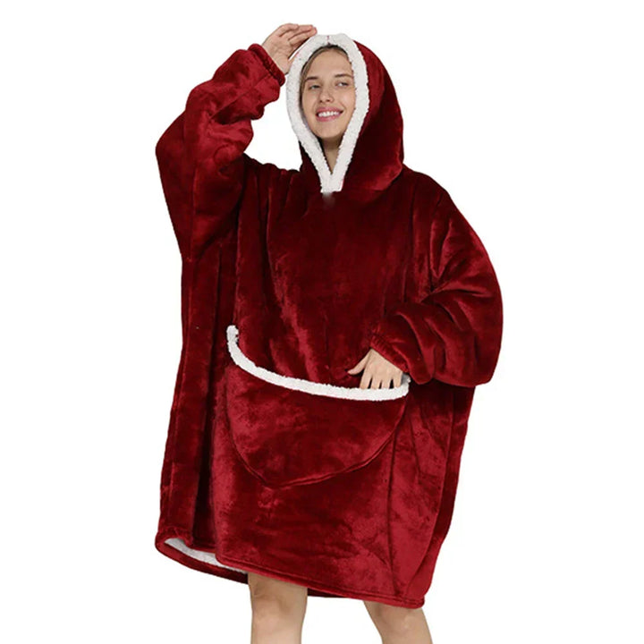 Oversized Fleece Blanket Hoodie with Hood and Big Pockets