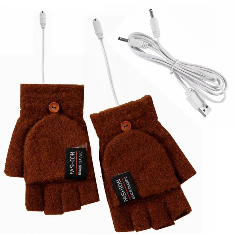 Plushley™ USB Rechargeable Heated Knit Gloves with 3 Heat Settings