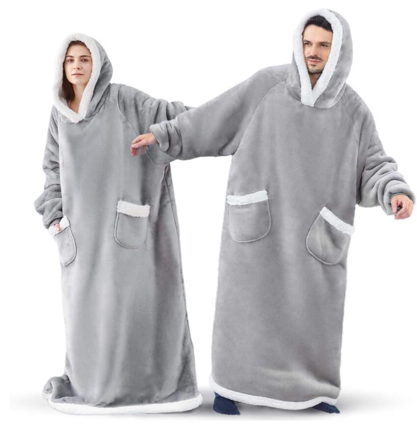 Extra-Long Hooded Snuggle Blanket with Sleeves – Unisex