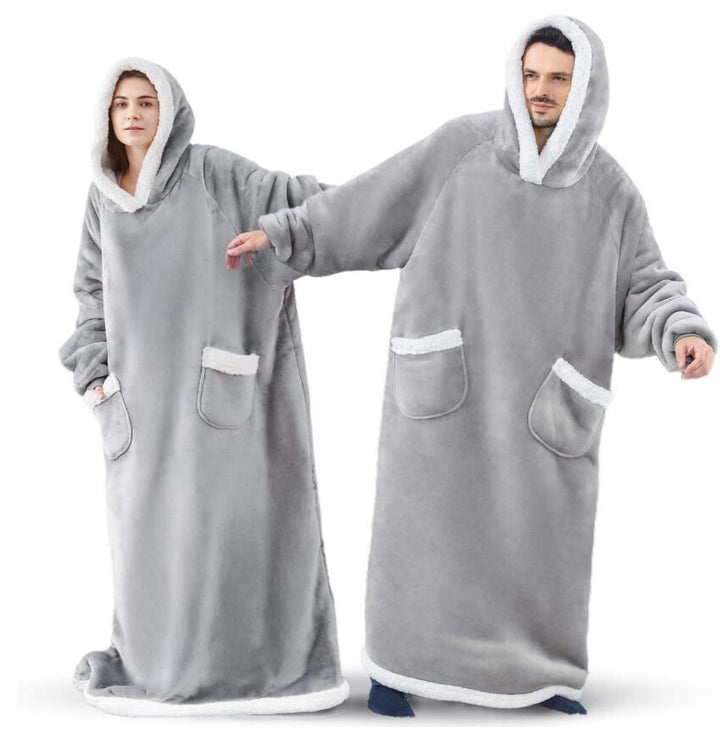 Extra-Long Hooded Snuggle Blanket with Sleeves – Unisex